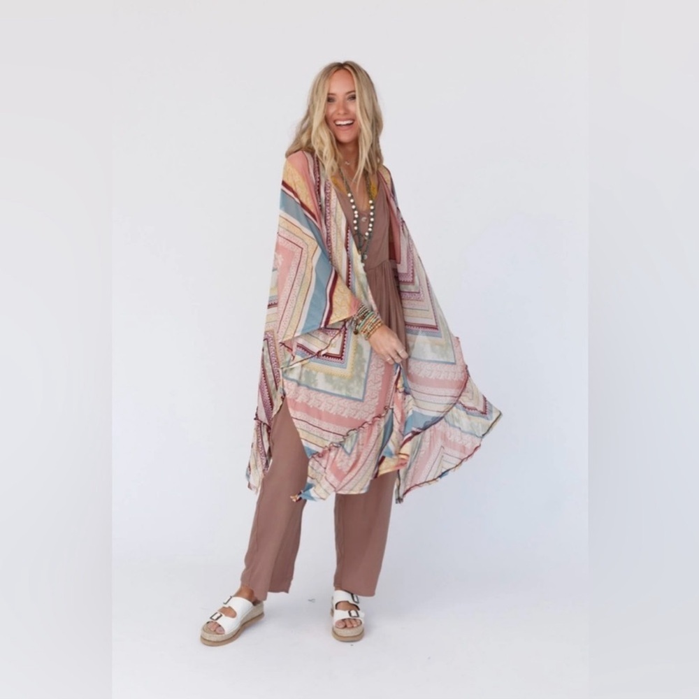 Three bird Nest Colorful  Kimono‎ nwt